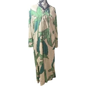 H&M Green Palm Leaf Print Maxi Dress - Size Small